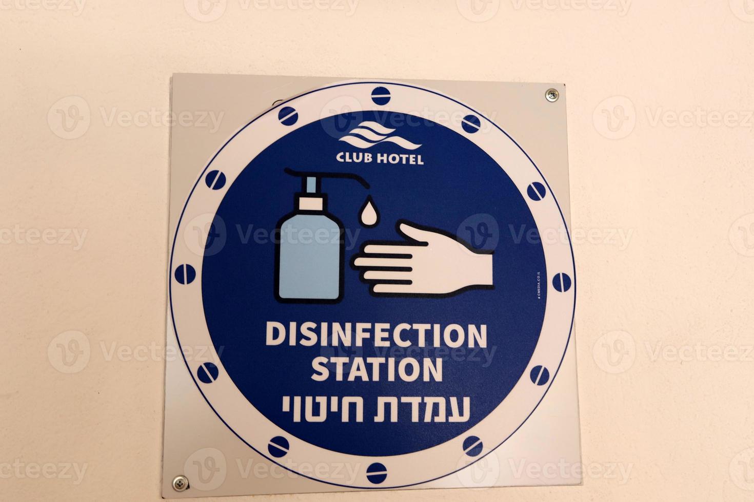 Prohibition and warning signs against covid epidemic. photo