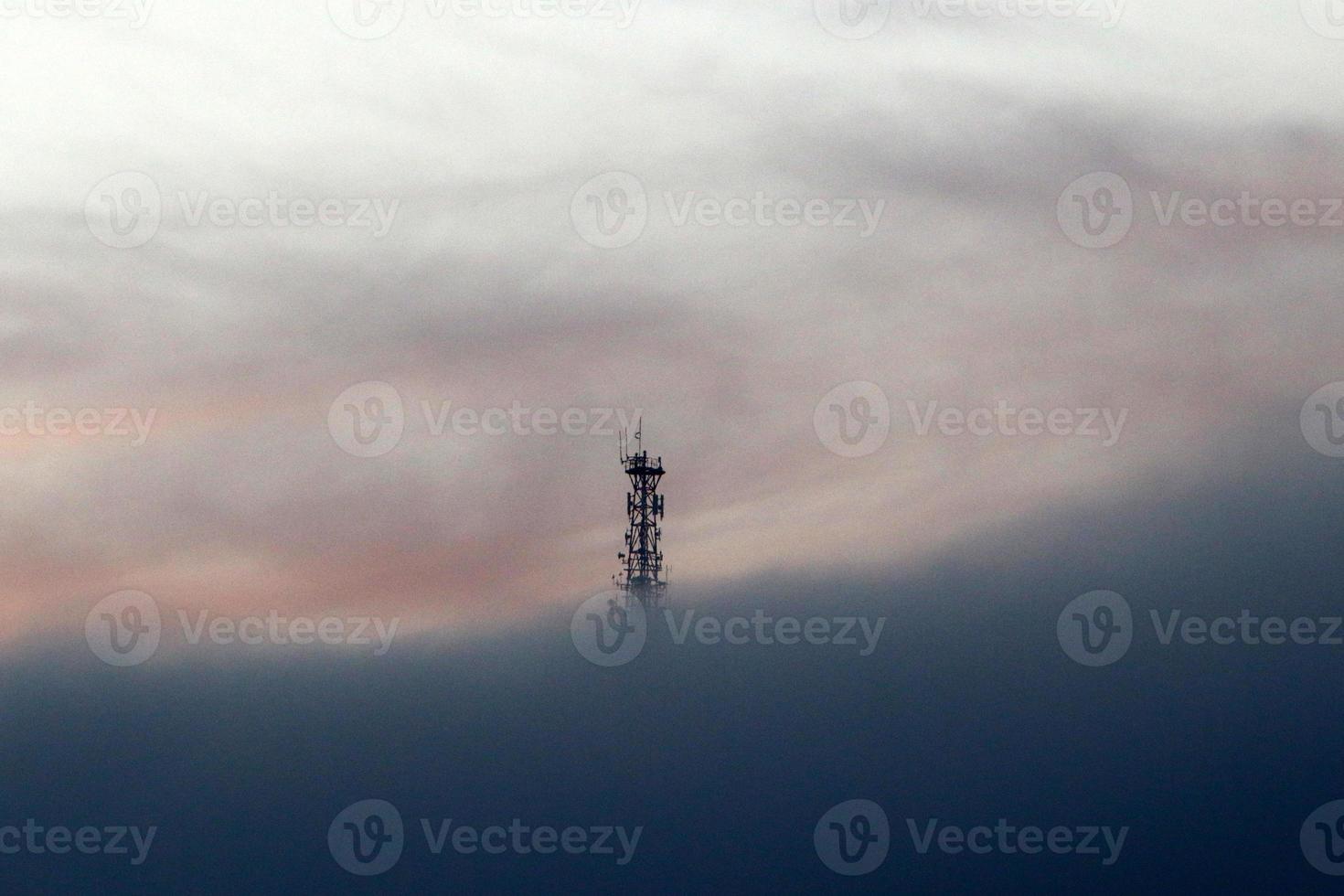 High antenna for emitting and receiving radio waves. photo