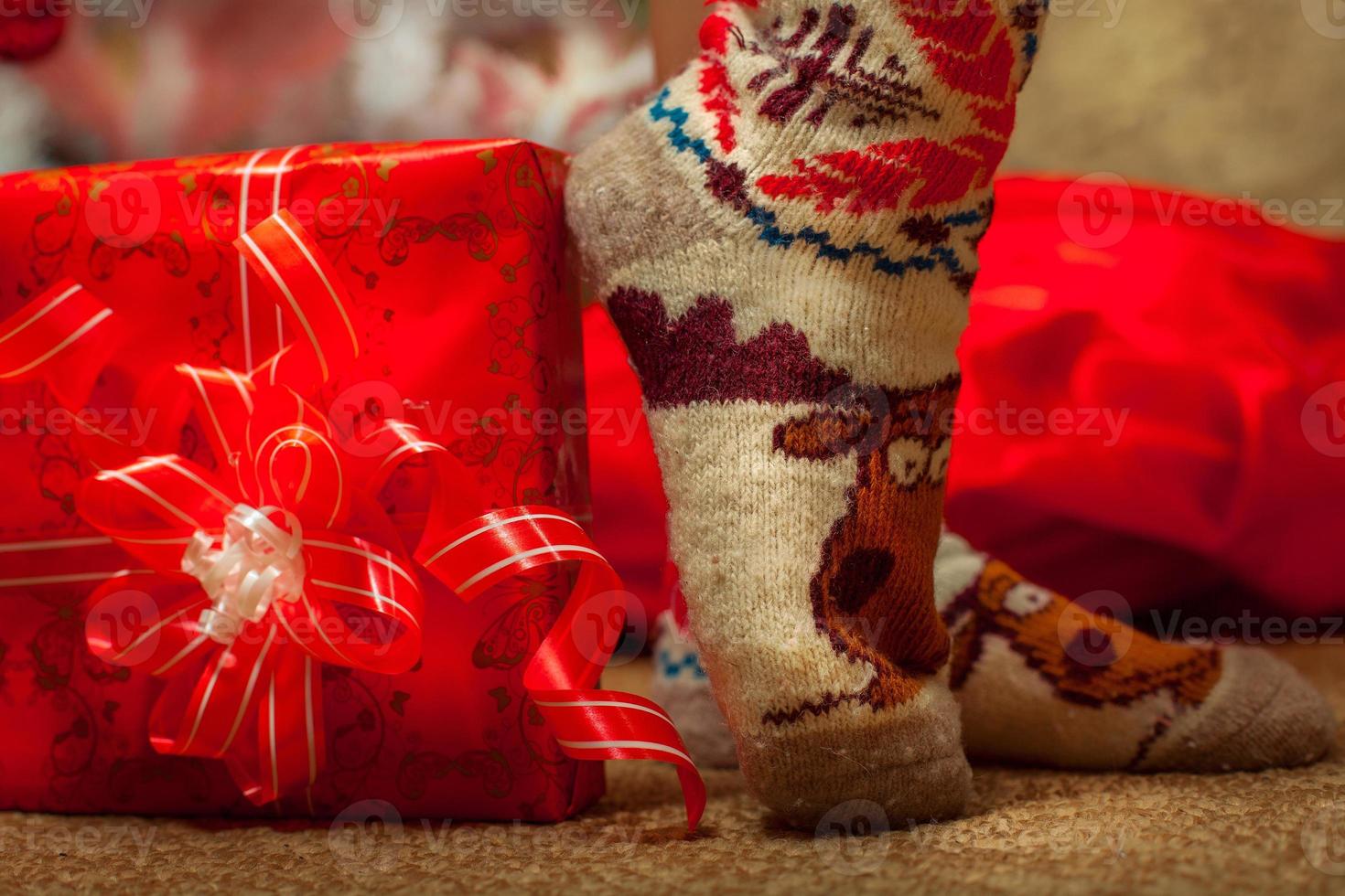 Close up funny christmas socks photo