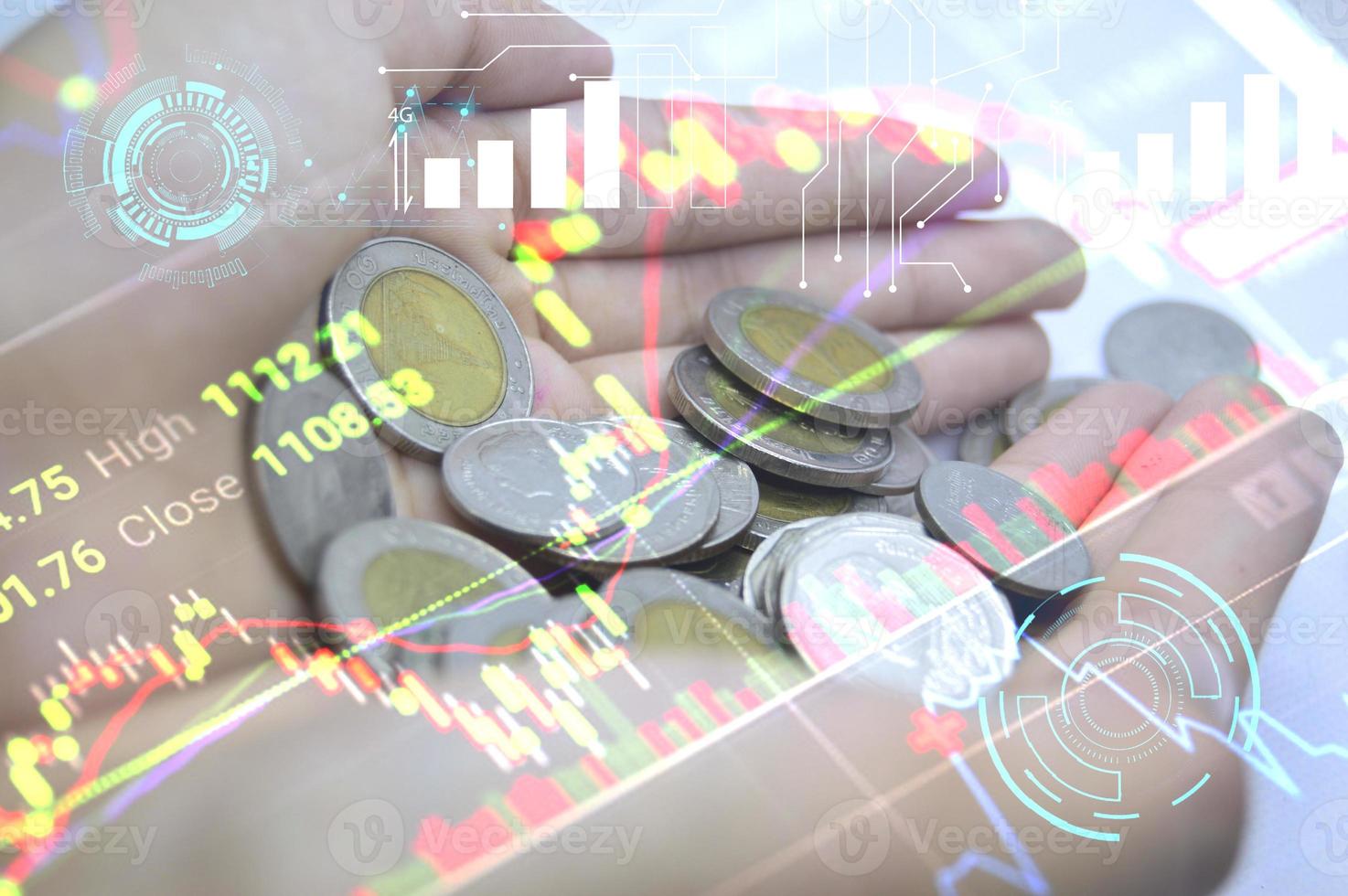 The concept of finance is controlled. Artificial intelligence and very fast communication. photo