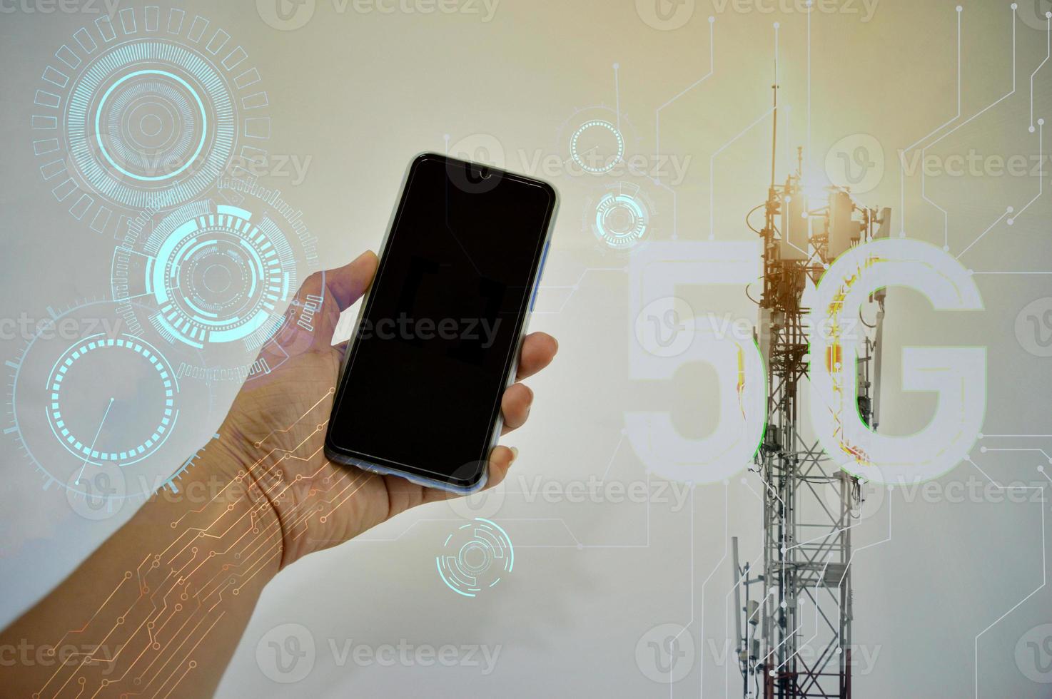 Concept of 5G technology that is controlled by Wisdom photo