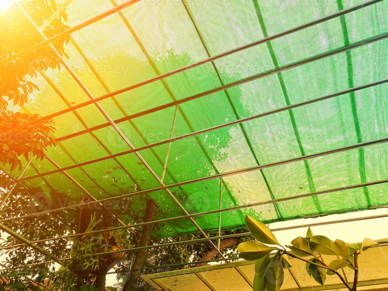 The roof is made of green mesh. photo