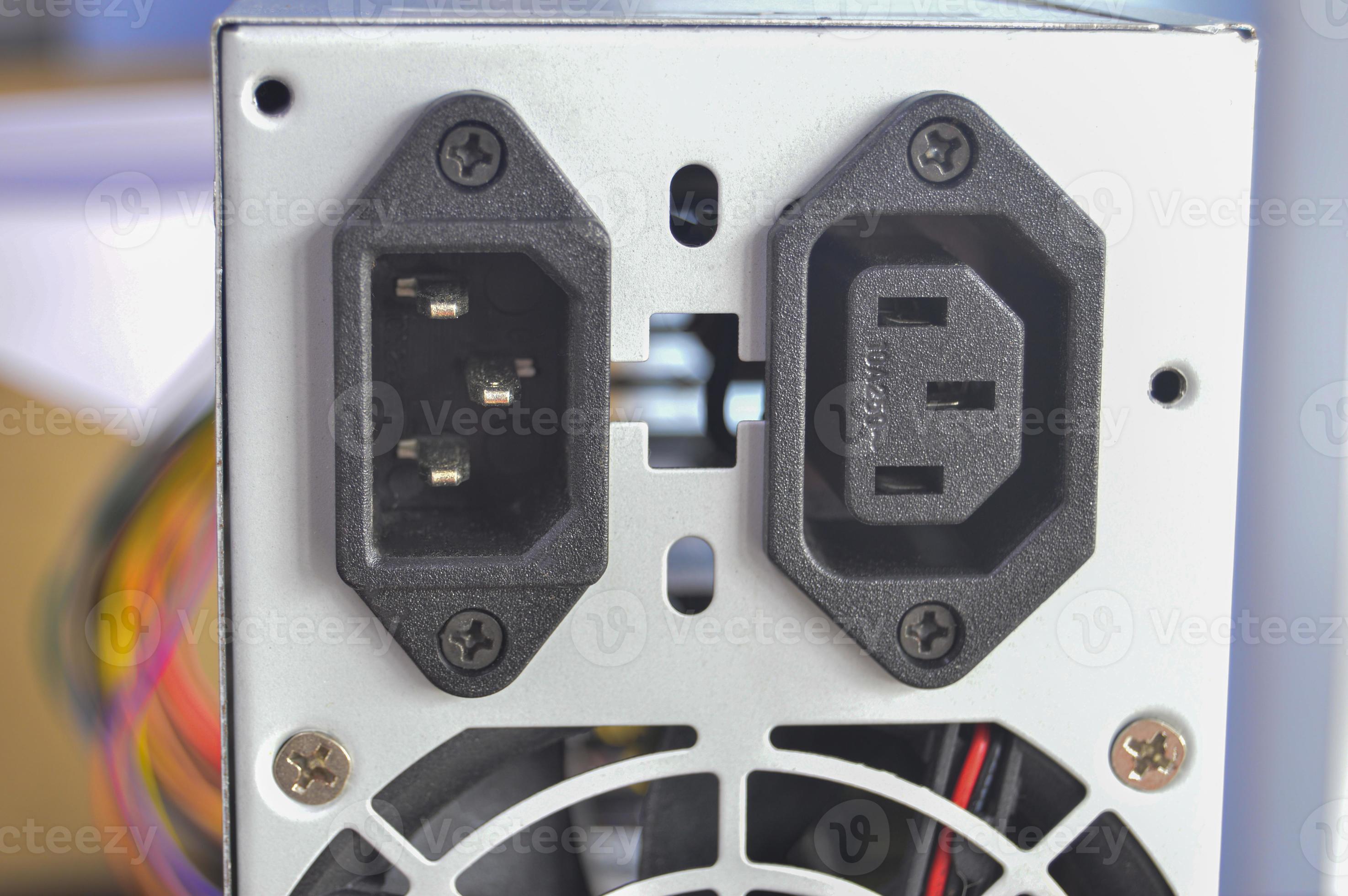 rear view of PC power supply There is a plug in the back. 14302145