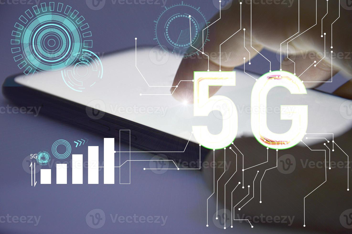 Concept of 5G technology that is controlled by Wisdom photo