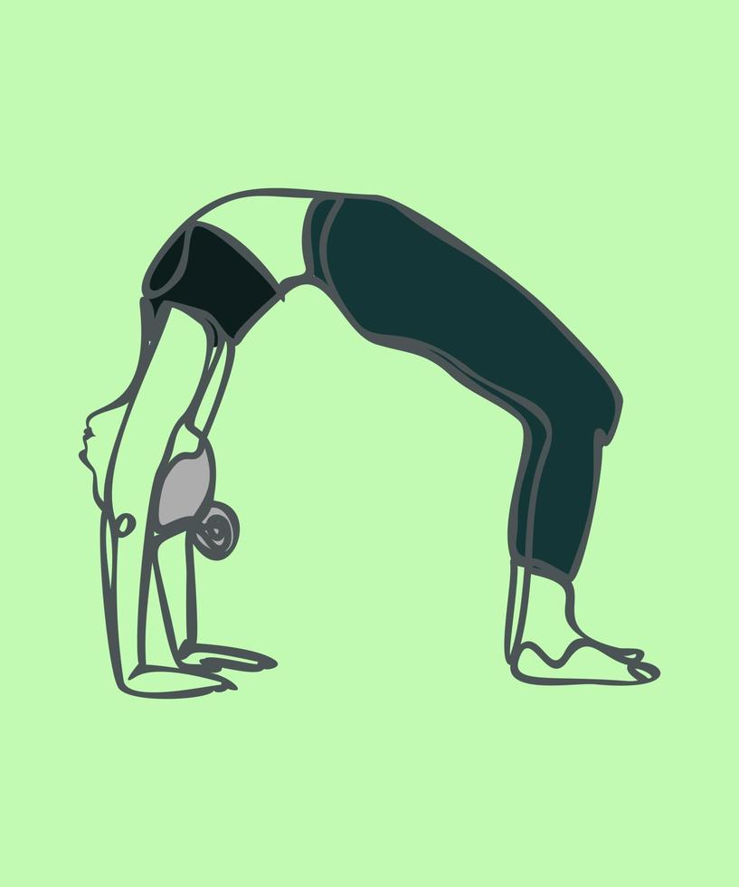 mujer haciendo ejercicio en pose de yoga. ilustración de silueta aislada de color vectorial. postura del puente. concepto del día internacional del yoga. logotipo de yoga vector