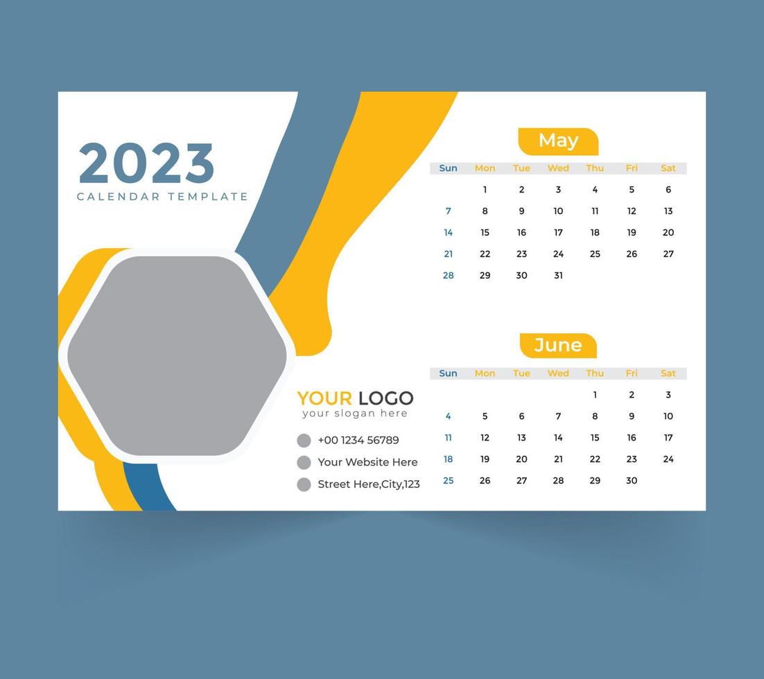 plantilla de calendario de escritorio para el año nuevo 2023 vector