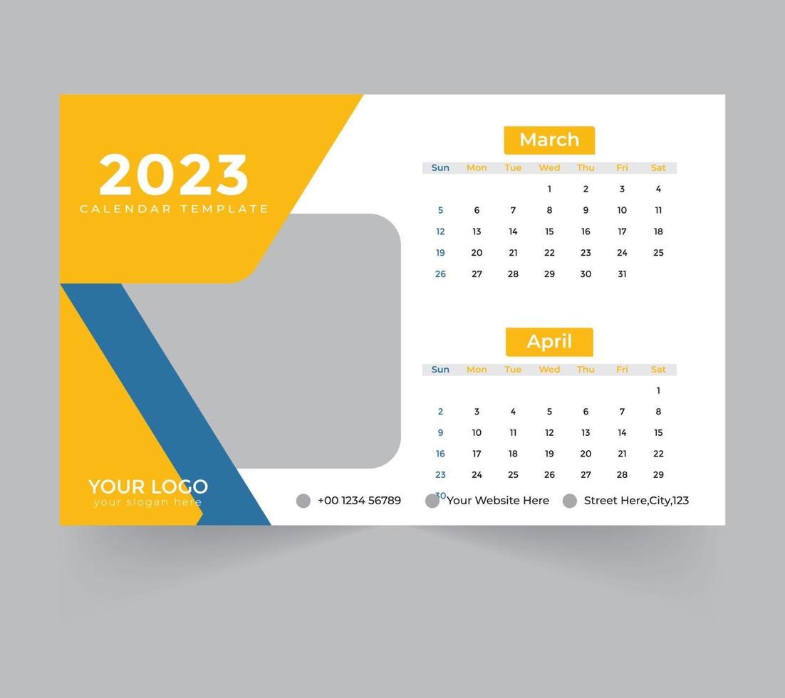 plantilla de calendario de escritorio para el año nuevo 2023 vector