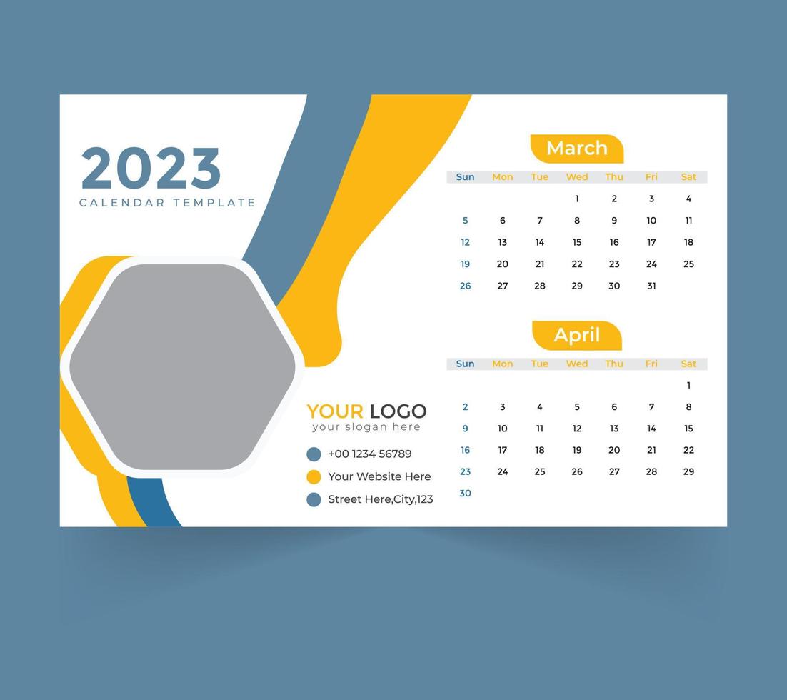 desk calendar template for new year 2023 vector