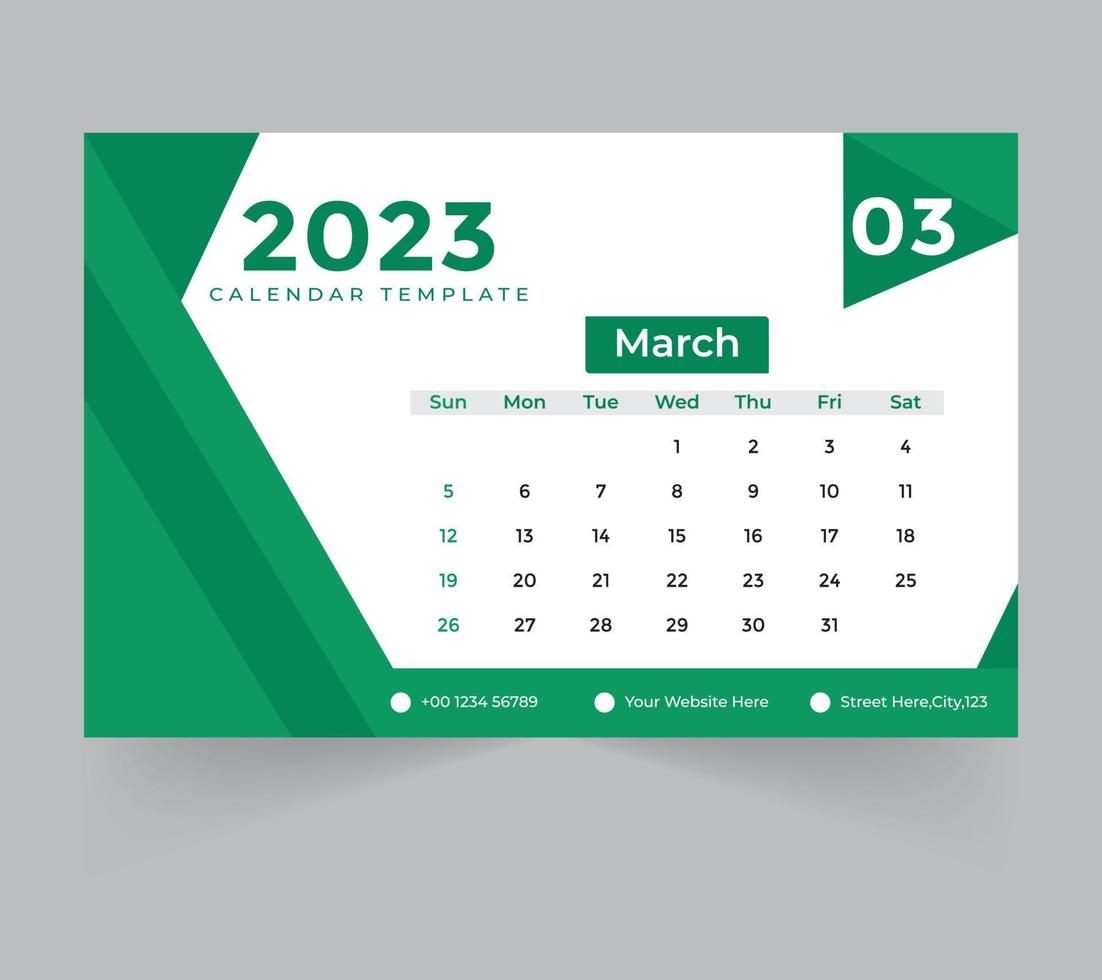 plantilla de calendario de escritorio para el año nuevo 2023 vector