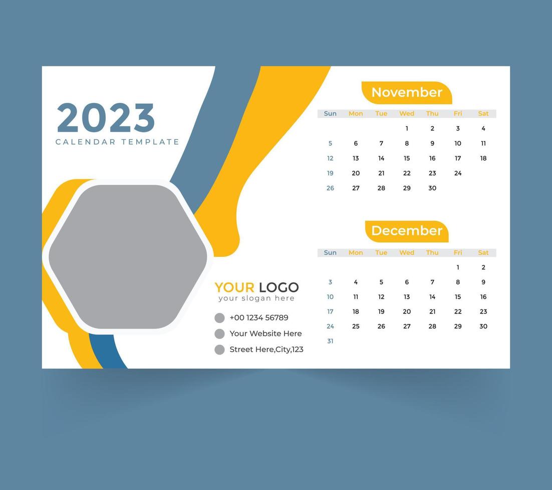 plantilla de calendario de escritorio para el año nuevo 2023 vector