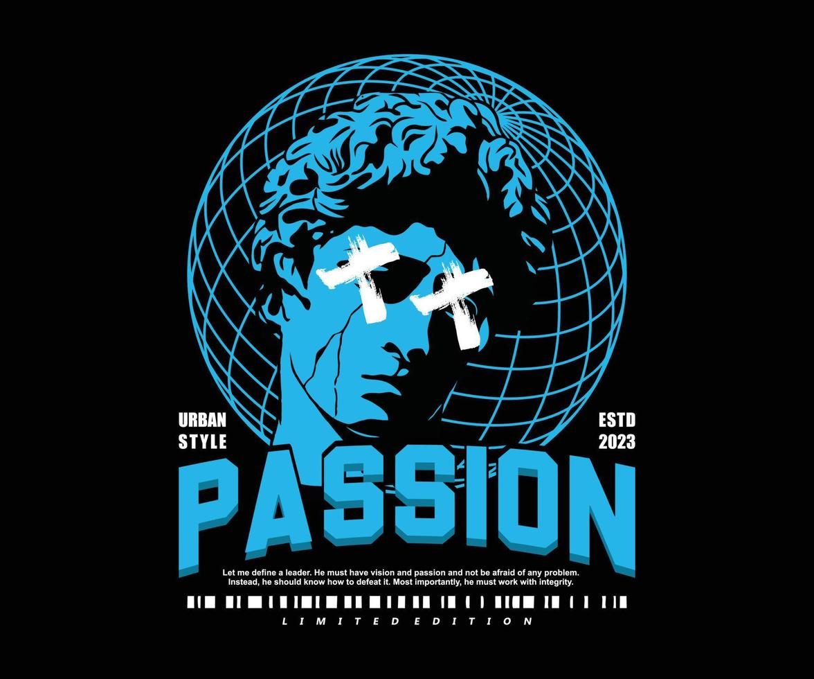 passion letter aesthetic graphic design for creative clothing, for streetwear and urban style t-shirts design, hoodies, etc. vector