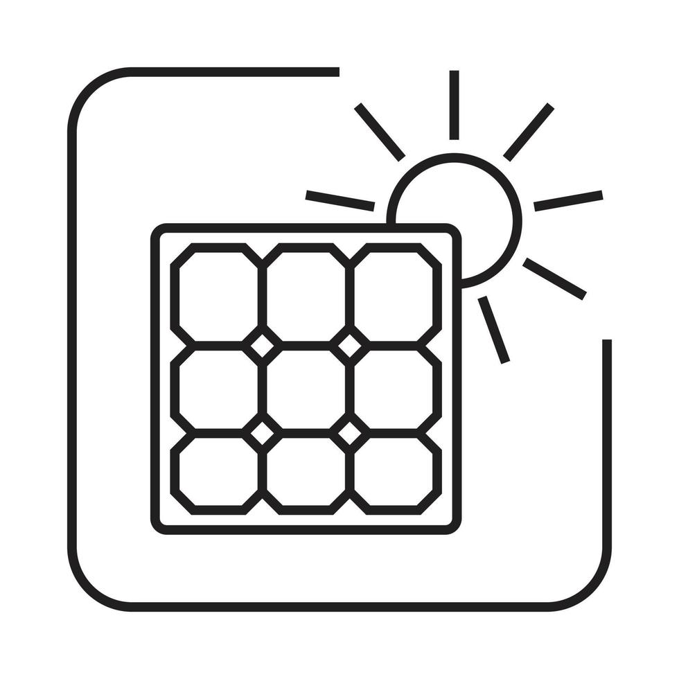 Line art icon a solar panel with sun for apps or websites vector