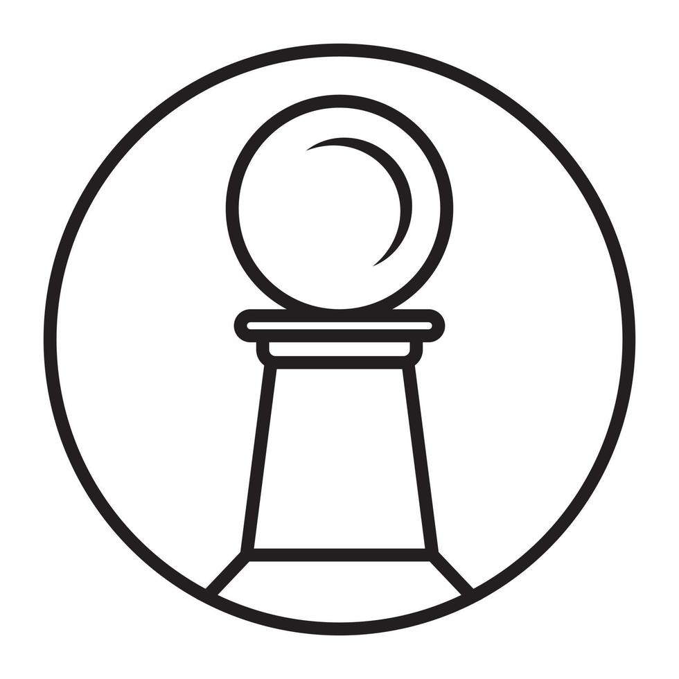 Rounded the a Pawn chess piece line art icon for apps or websites vector