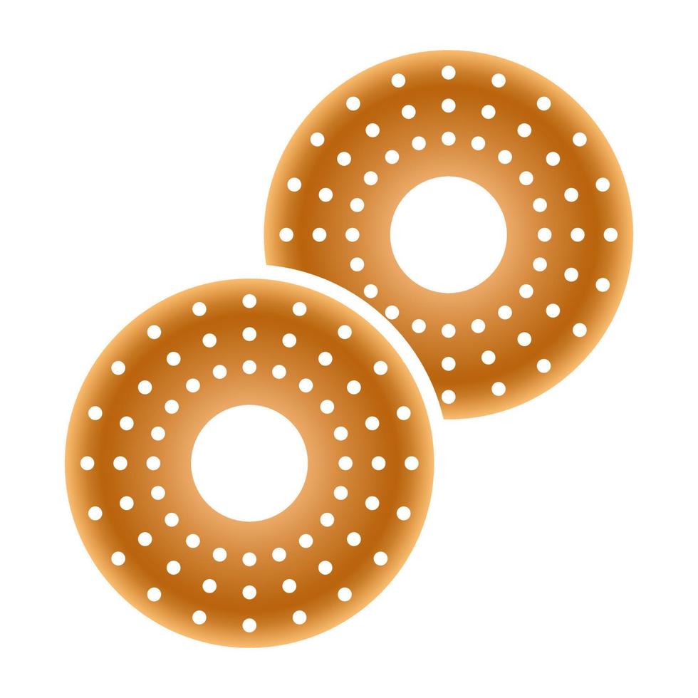 icono de color de vector plano dos pan de bagel para aplicaciones o sitios web