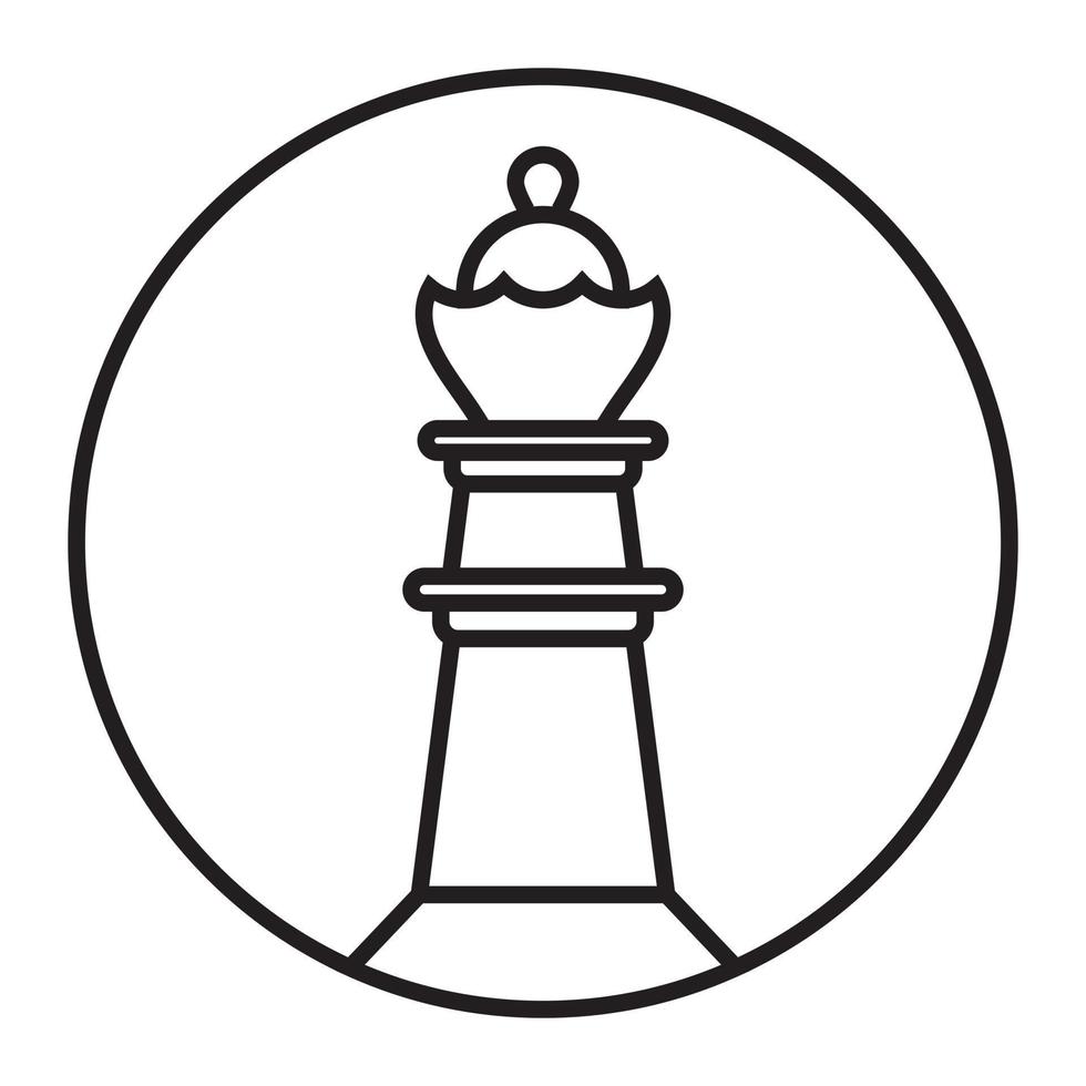 Rounded the a queen chess piece line art icon for apps or websites vector