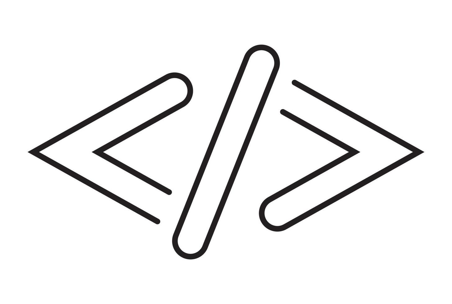 Hypertext Markup Language or HTML code angle bracket line art icon for apps and website vector