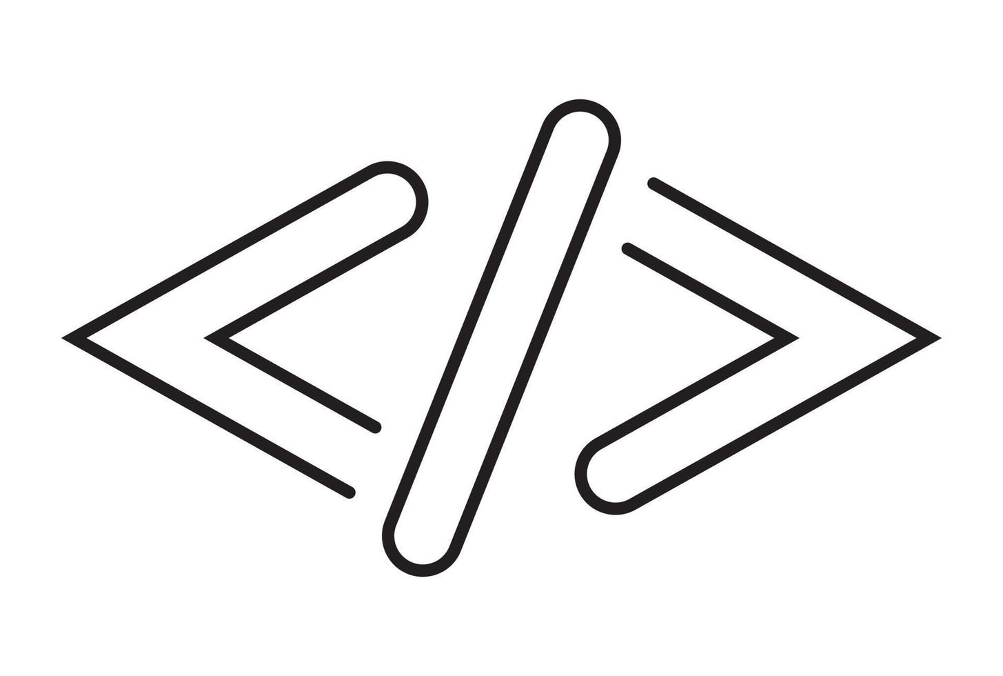 Hypertext Markup Language or HTML code angle bracket line art icon for apps and website vector