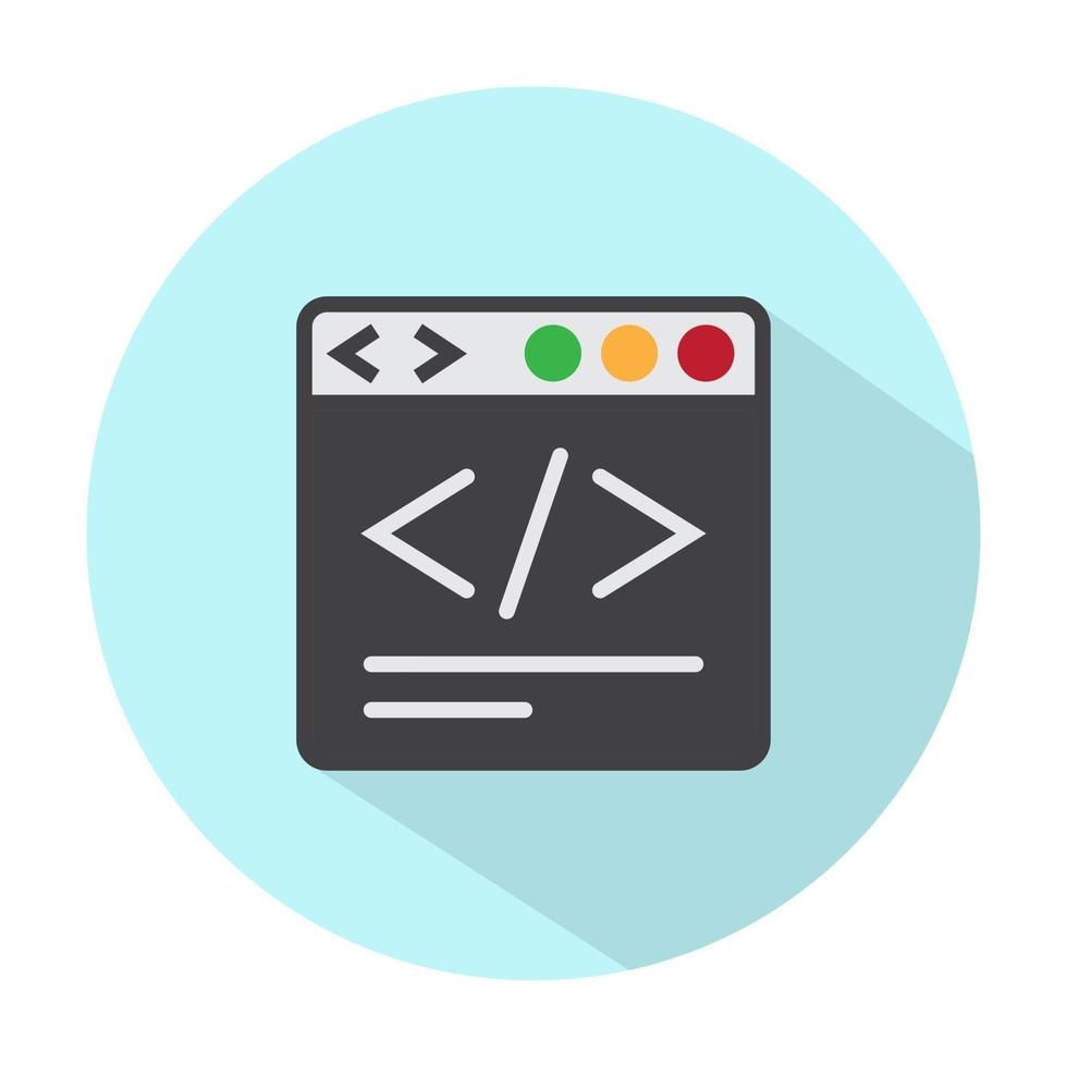 Website development coding or HTML coding flat color icon for apps or web vector