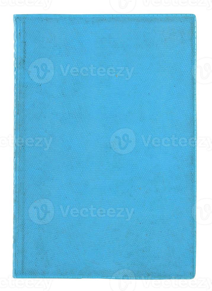 blue leather book cover isolated on white with clipping path photo