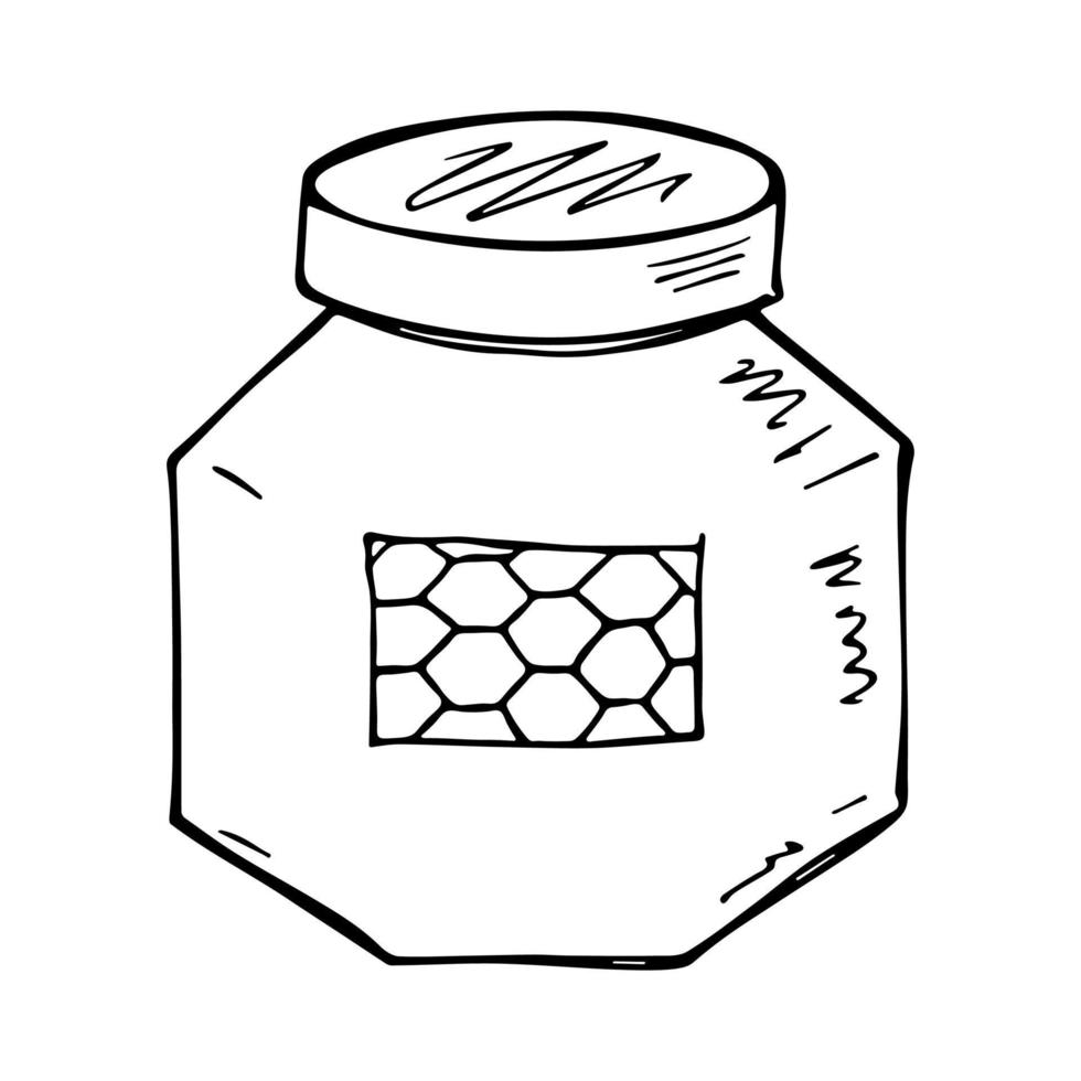 Hand drawn honey jar clipart. Healthy natural organic product doodle. vector