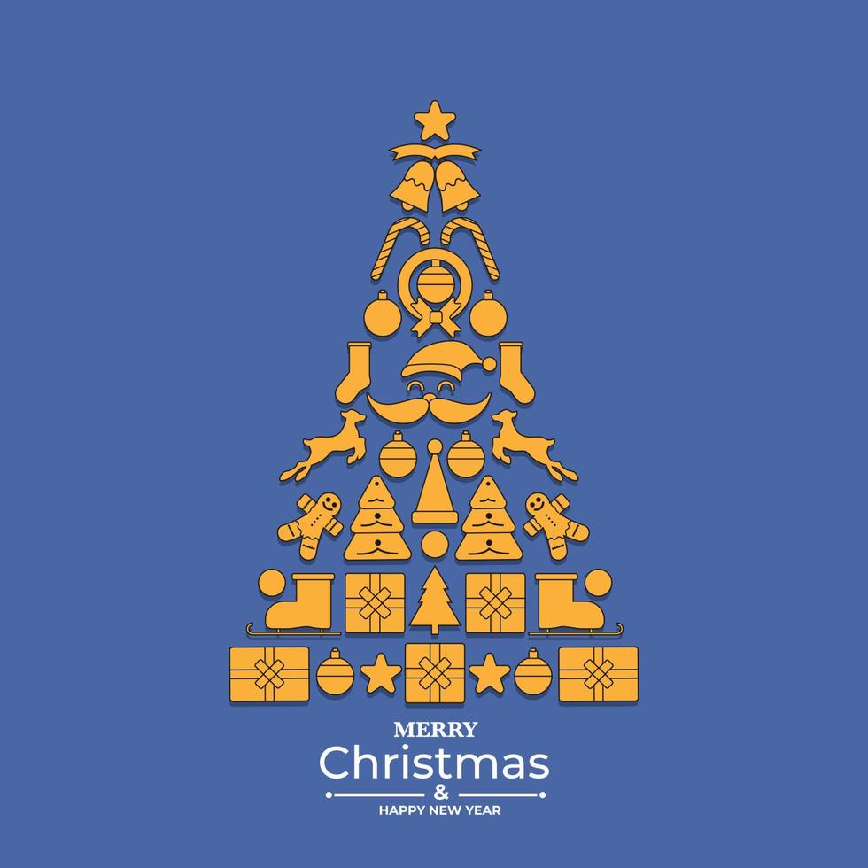decoración de elementos navideños con diseño plano. vector