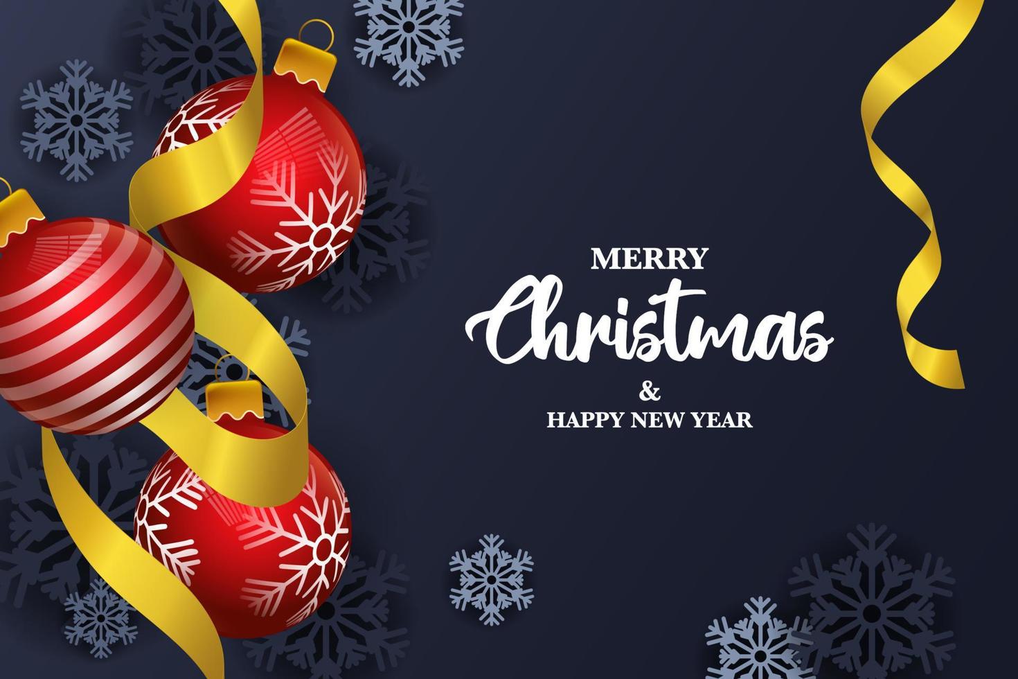 Merry Christmas and Happy New Year. Christmas background with decorations vector