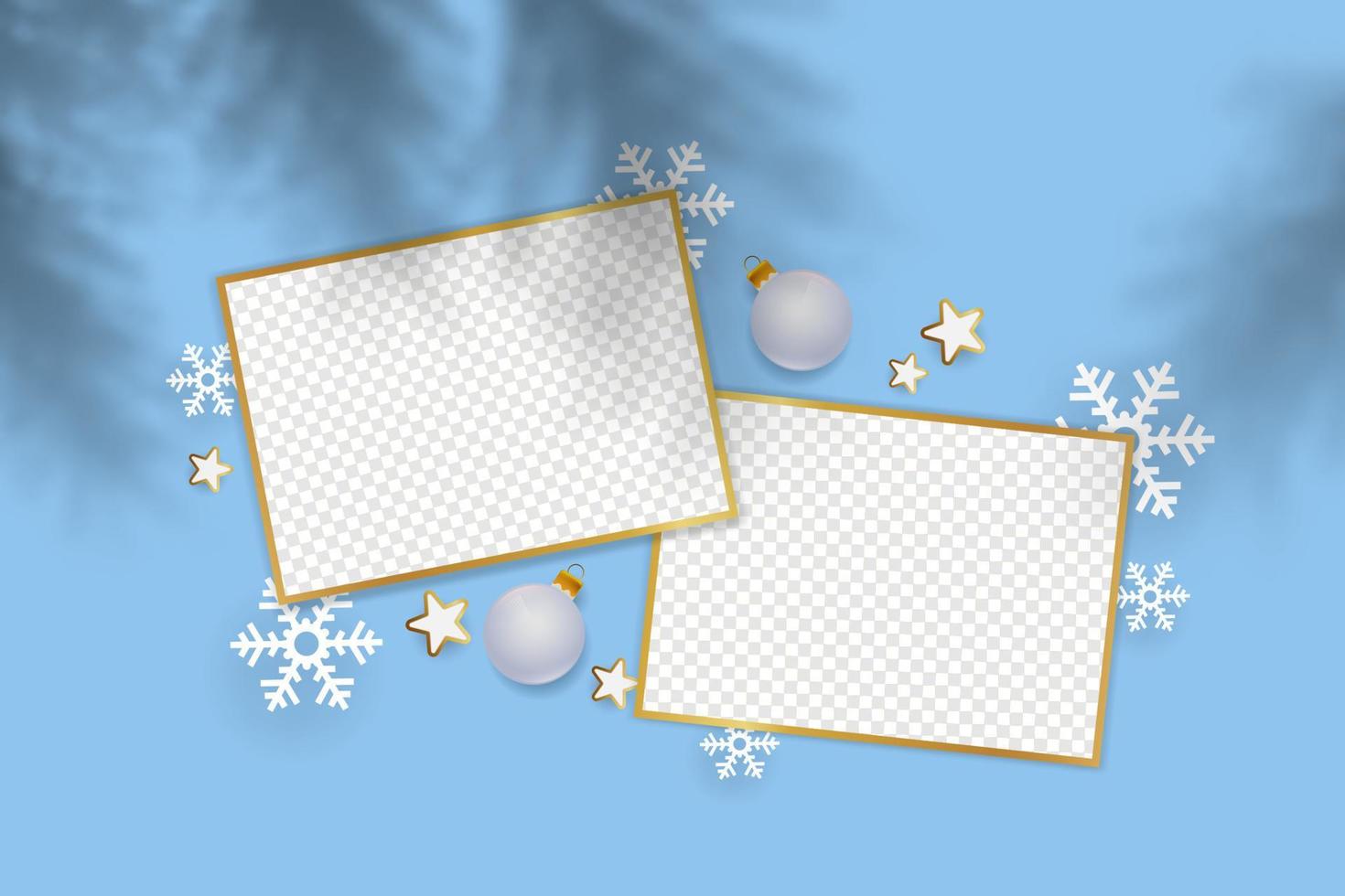 Christmas decorations with frames for photos vector