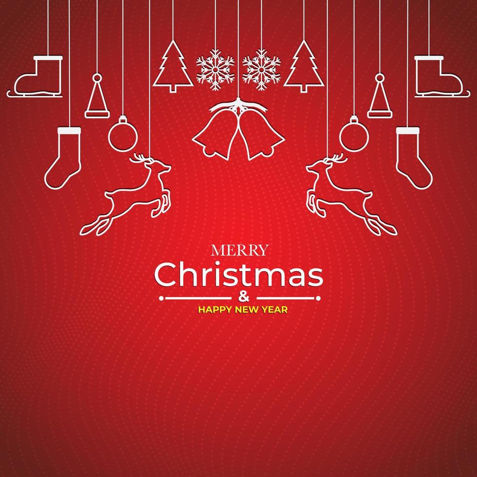 Merry Christmas and Happy New Year. minimal flat design with Christmas elements vector