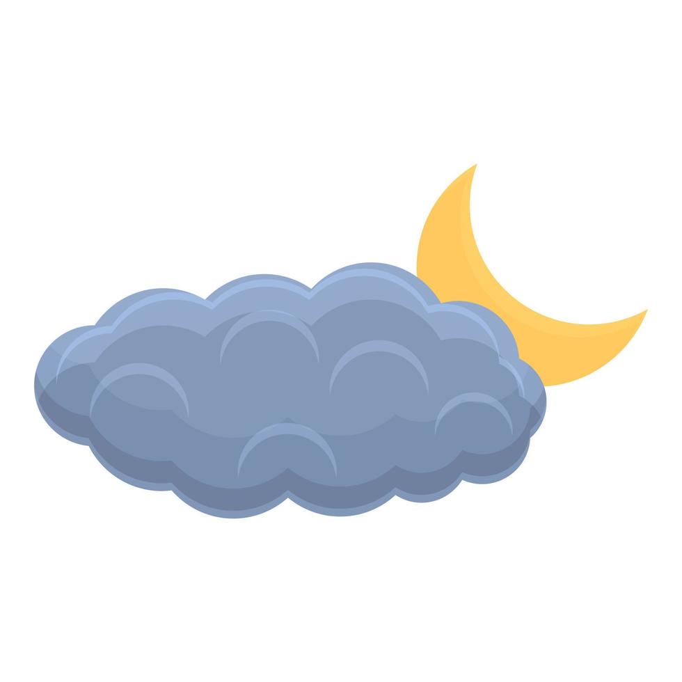 icono de nube nocturna, estilo de dibujos animados vector