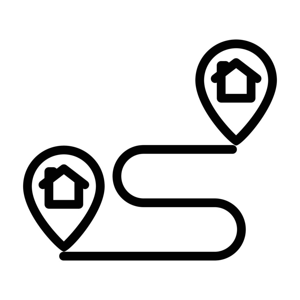 ilustración de icono de línea de casa con mapa. adecuado para el icono de ubicación de la casa. icono relacionado con bienes raíces. diseño vectorial simple editable. píxel perfecto a 32 x 32 vector