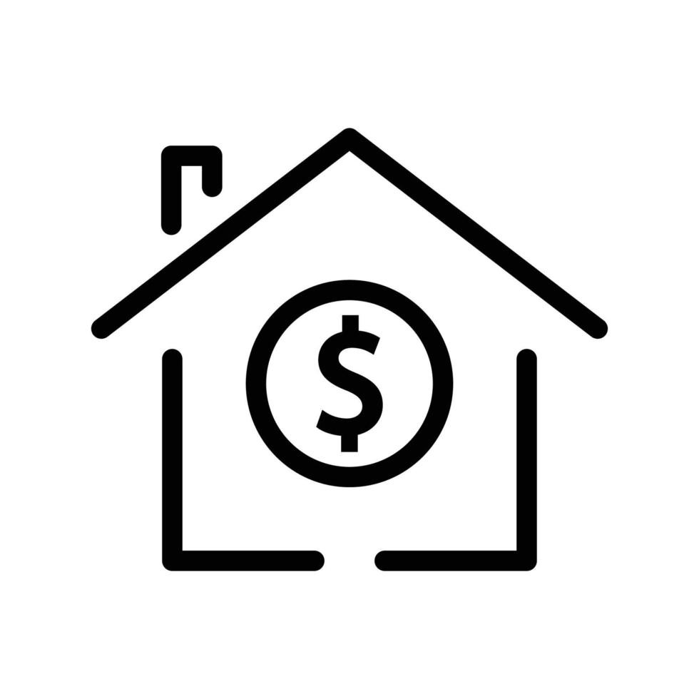 House line icon illustration with dollar. suitable for home loan icon. icon related to real estate. Simple vector design editable. Pixel perfect at 32 x 32