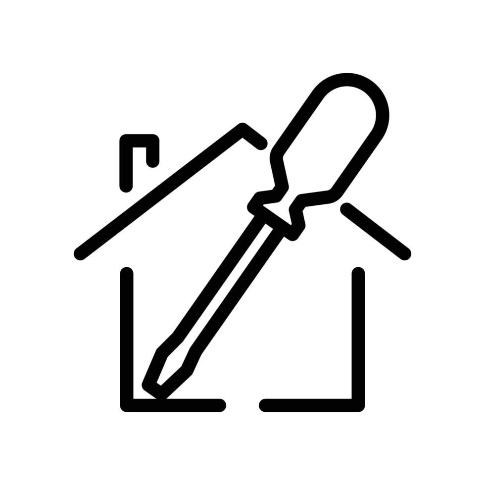House line icon illustration with screwdriver. suitable for home improvement icon. icon related to real estate. Simple vector design editable. Pixel perfect at 32 x 32