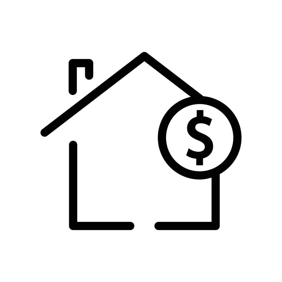 ilustración de icono de línea de casa con dólar. adecuado para el icono de la casa vendida. icono relacionado con bienes raíces. diseño vectorial simple editable. píxel perfecto a 32 x 32 vector