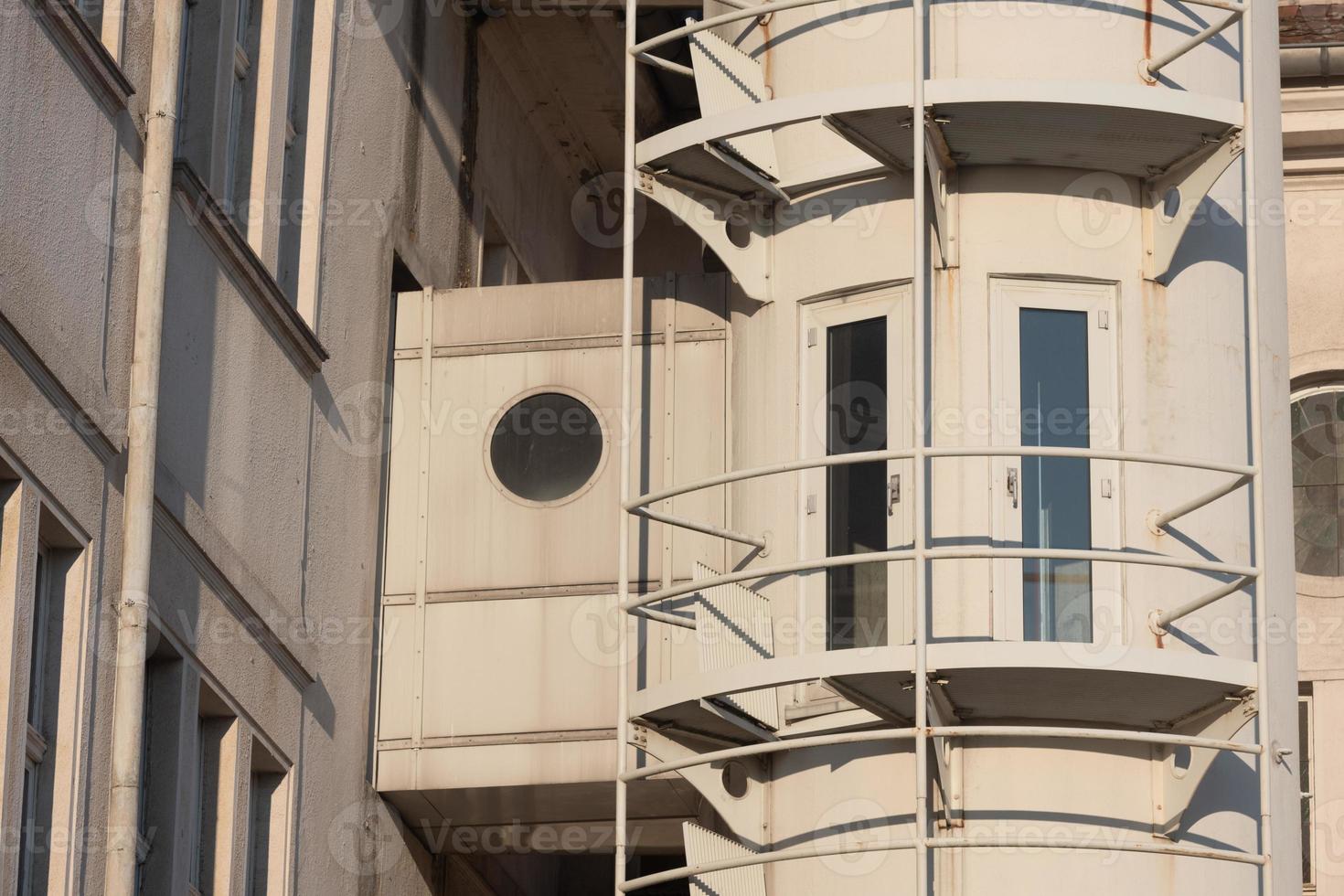 facade of a building with windows photo