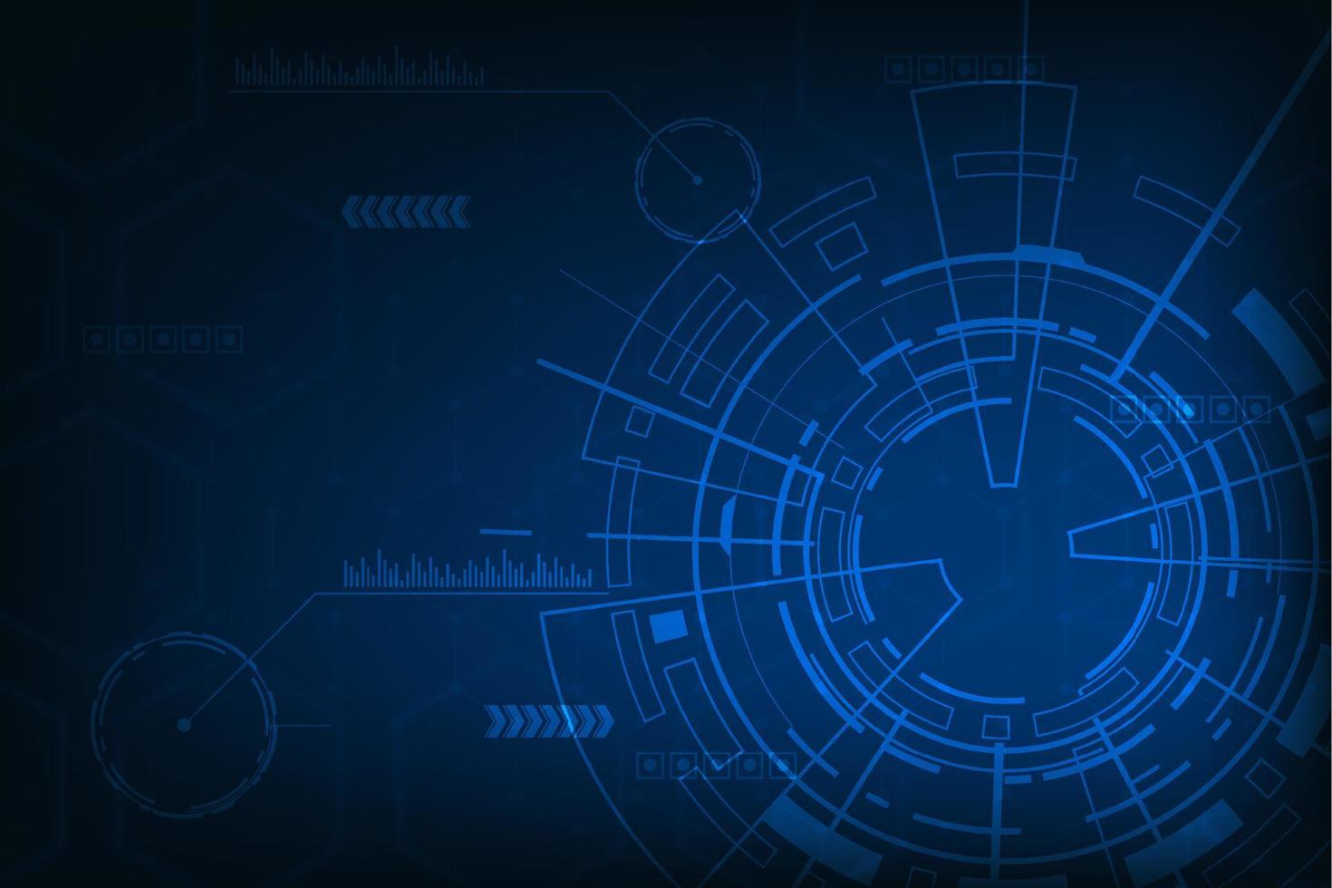 Vector digital tech circle technology adstract blue light background.