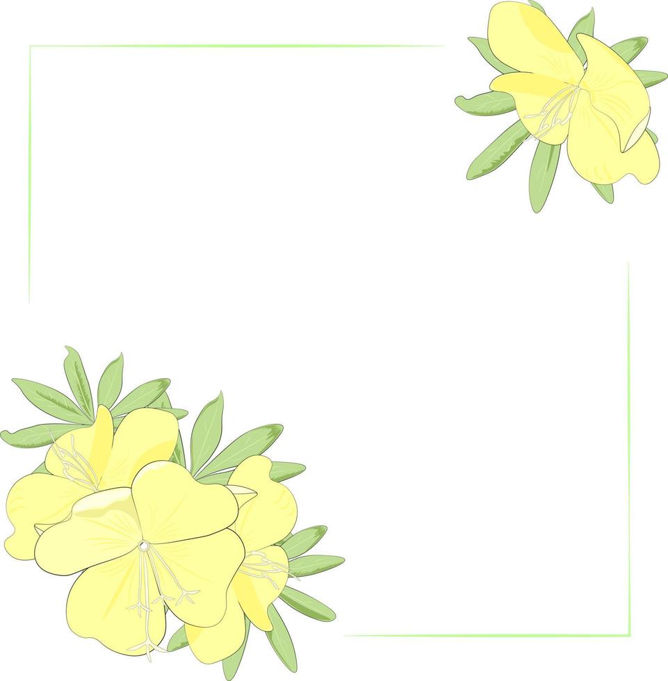 marco con flores amarillas y hojas vector