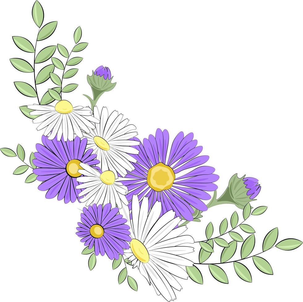 background with violet and white flowers vector