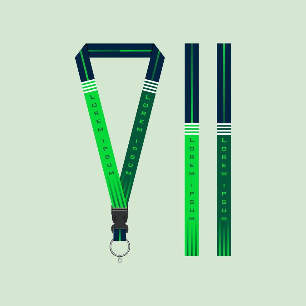 Green Line Lanyard Template Set vector