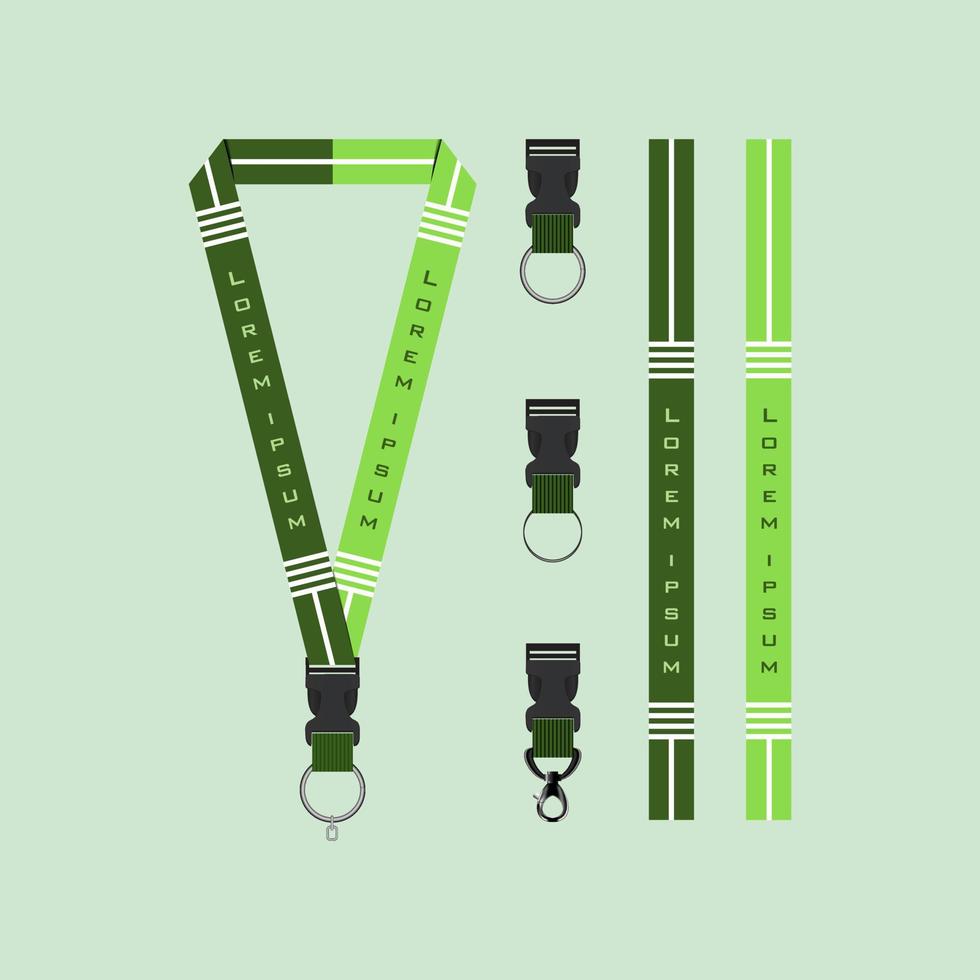 Green Line Lanyard Template Set vector