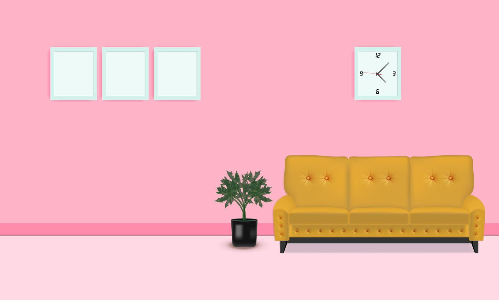 Photo frame mockup on the wall in the living room vector