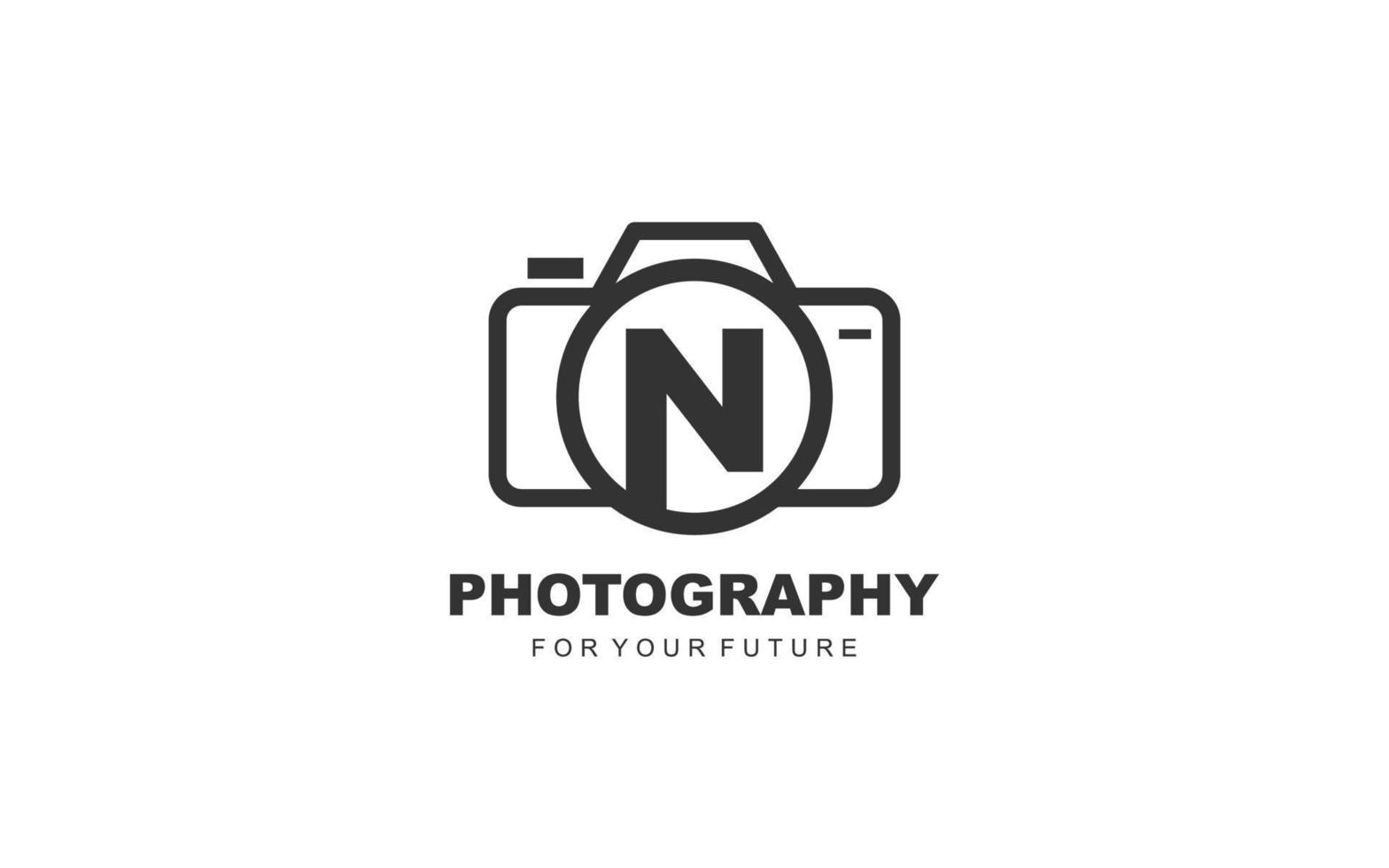 N logo photography for branding company. camera template vector illustration for your brand.