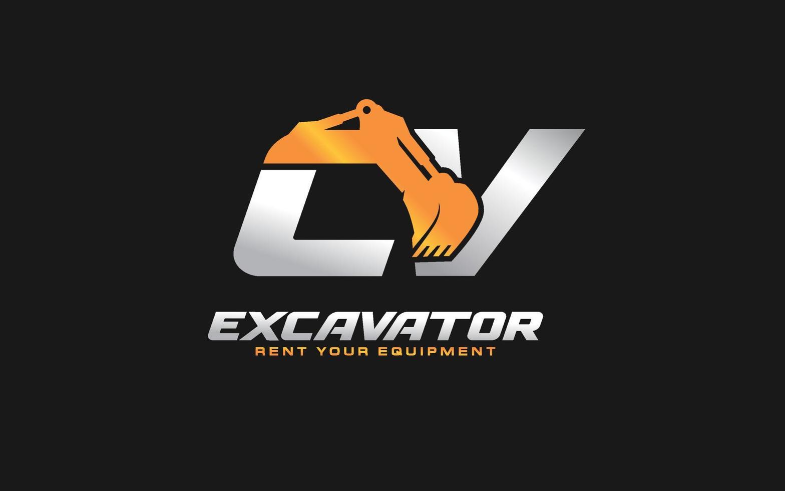 CV logo excavator for construction company. Heavy equipment template vector illustration for your brand.