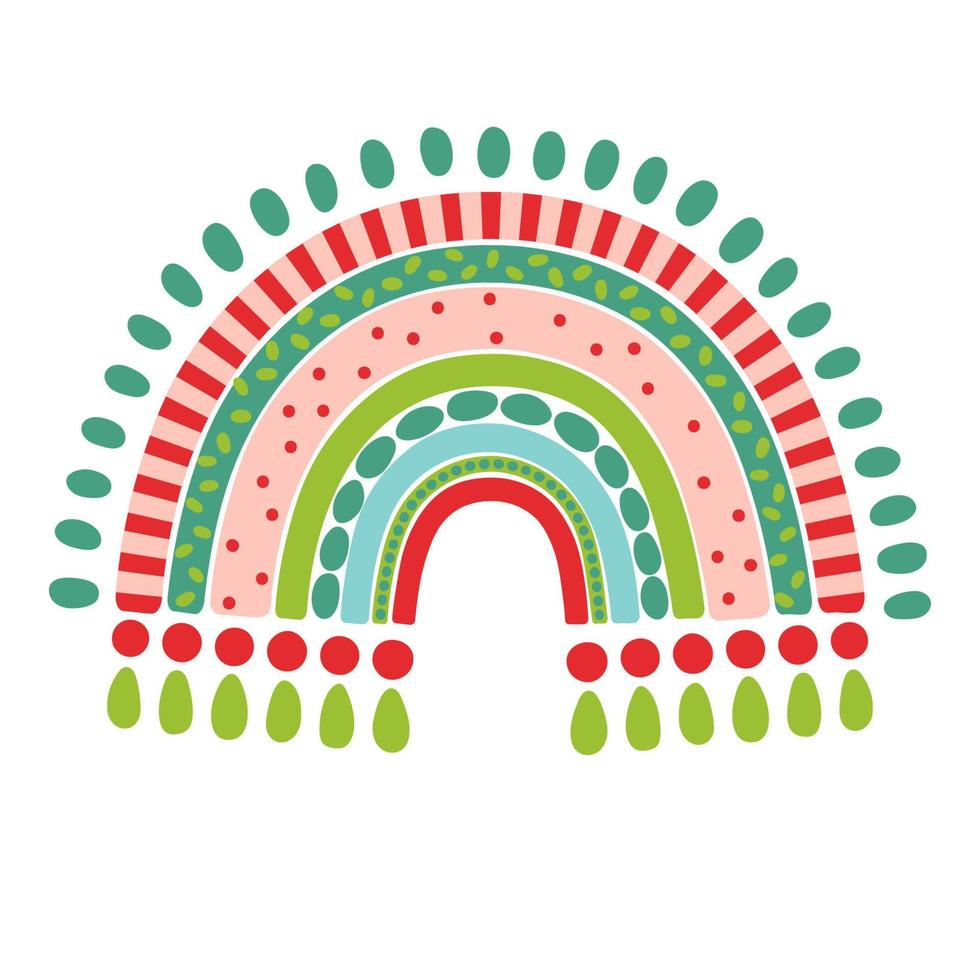 ornamento colorido del arco iris de Navidad aislado sobre fondo blanco. vector