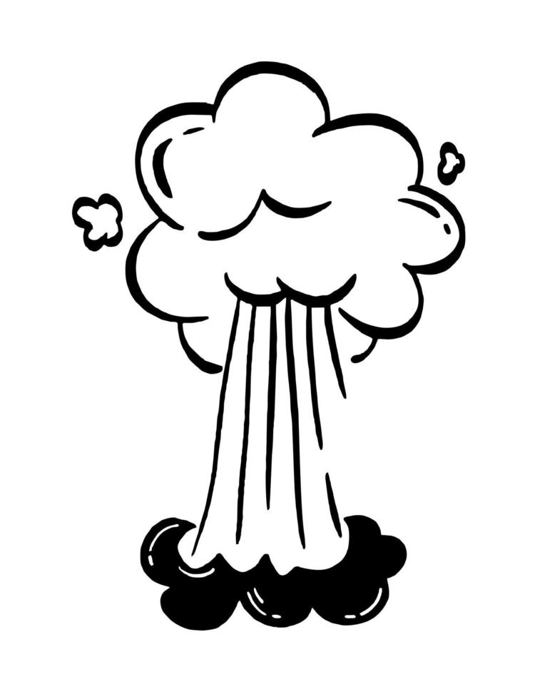 Illustration of explosion and smoke for comics. Retro design element. Vector doodle illustration
