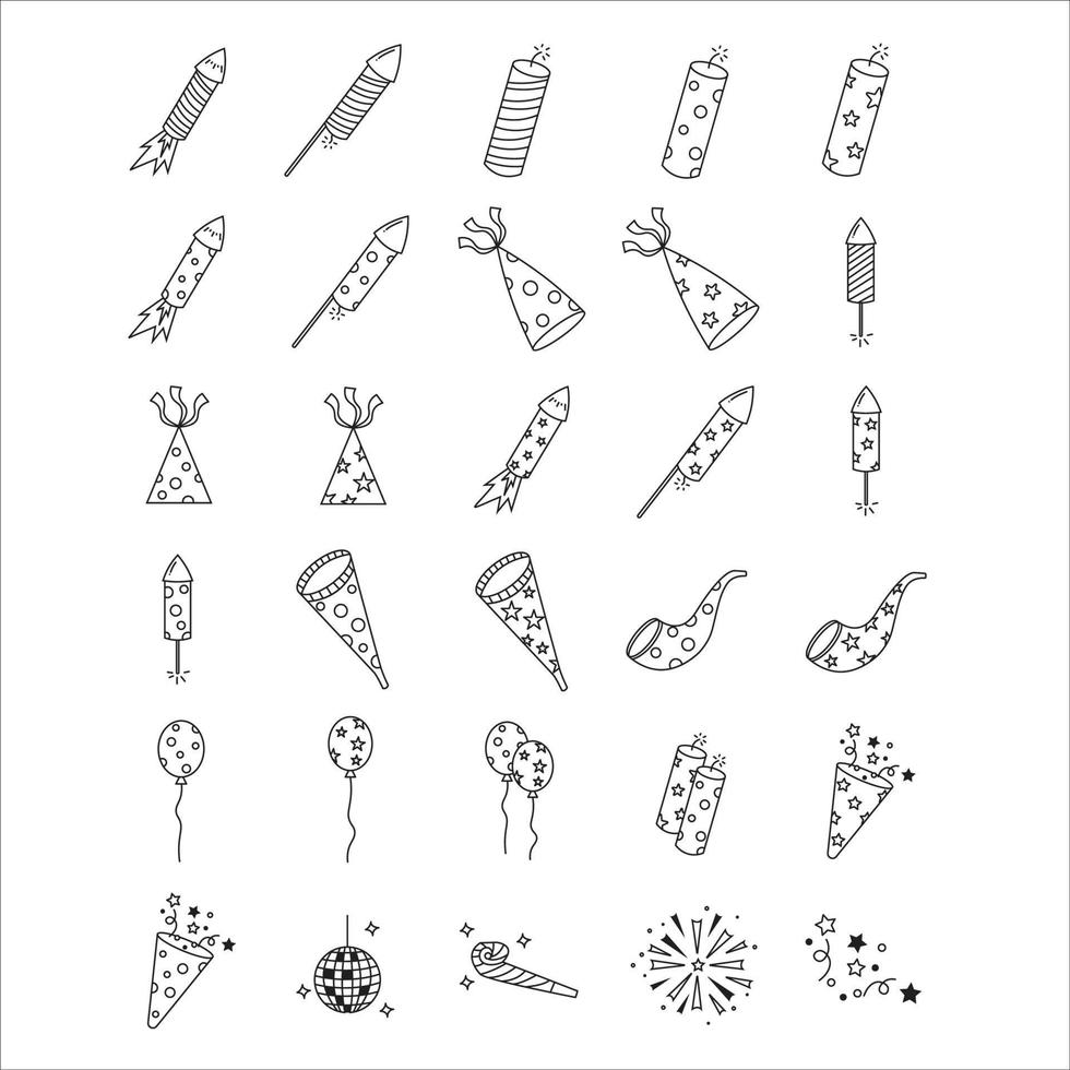 new year line icon element illustration vector