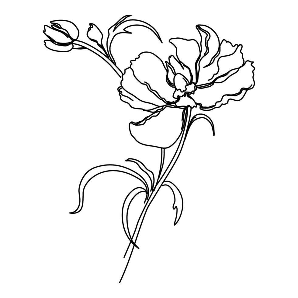 Adobe Illustrator Artwork. Flower One Line Drawing. Continuous Line of Simple Flower Illustration. Abstract contemporary Botanical Design Template for Minimalist Covers, t-Shirt Print. vector