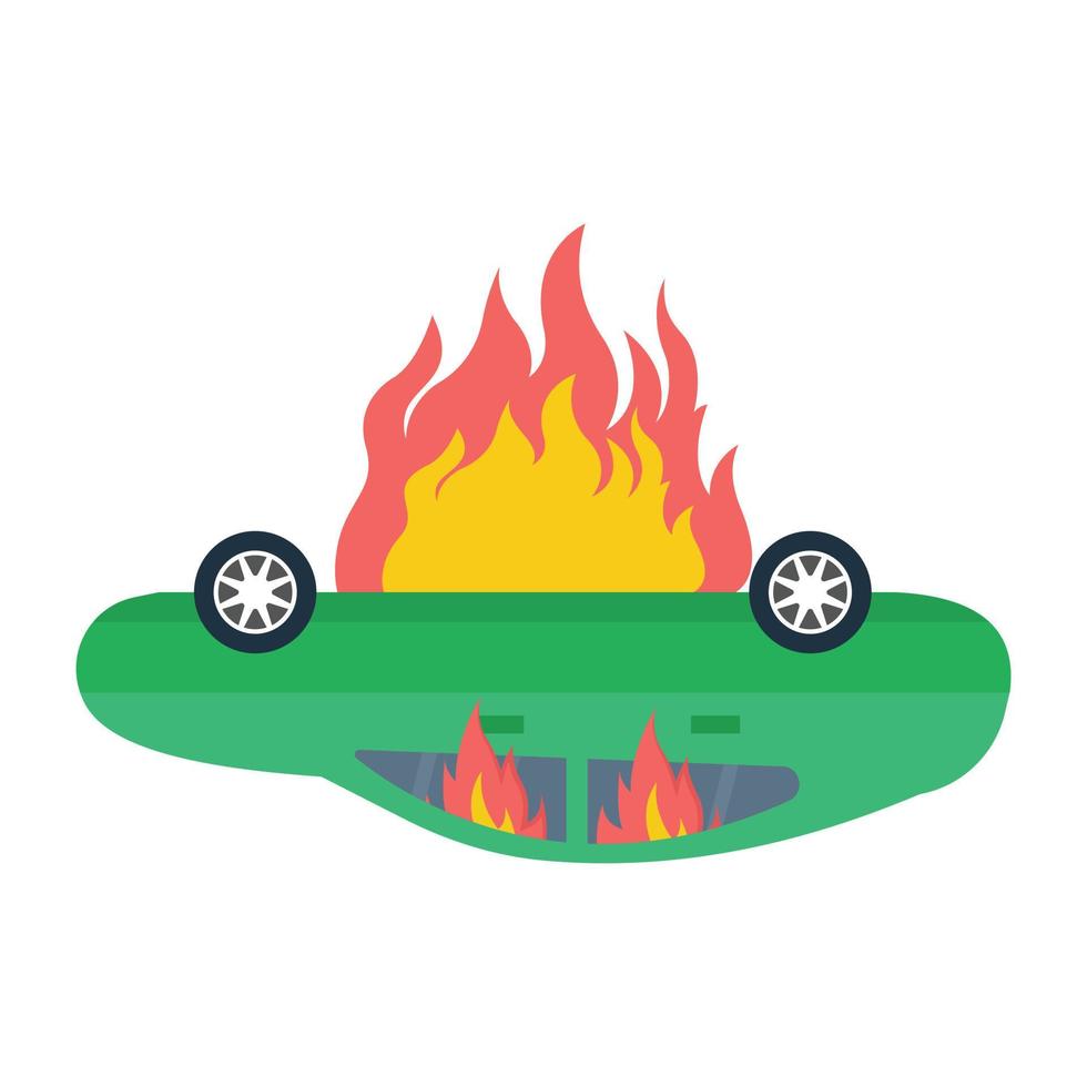 Trendy Car Burning vector