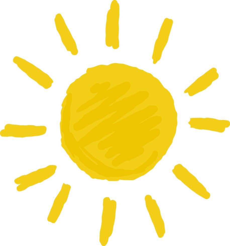 sol dibujado a mano. elemento de verano y naturaleza. objeto cálido  amarillo. calor y calor. ilustración de dibujos animados dibujo para niños  14304146 Vector en Vecteezy