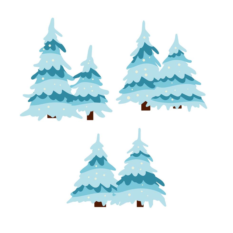 Winter tree. Snow on branches. Element of nature and forests. Cartoon flat illustration. Cold season. New year and Christmas decorations vector