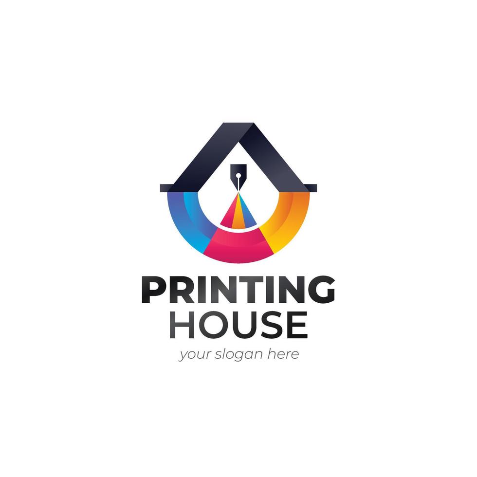 gradient printing house logo template design vector